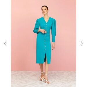 [NOCTURNE] V-Neck Pencil Dress Green